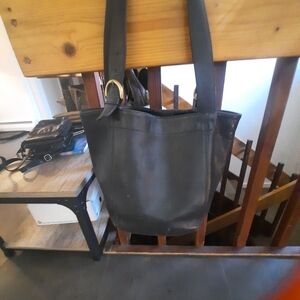 Elegant Black Leather Tote Bag